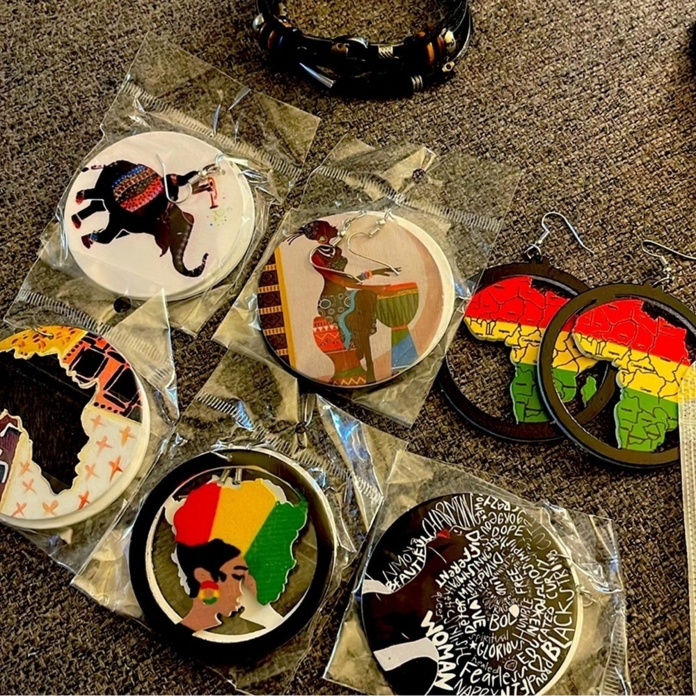 Colorful African Art Earrings Set